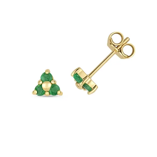 EMERALD 3 STONE STUDS